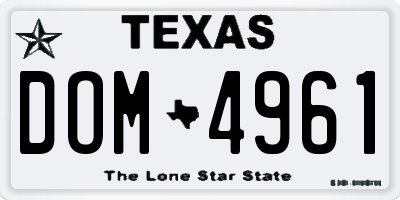 TX license plate DOM4961