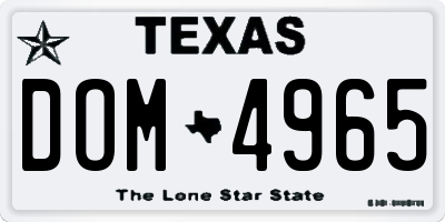 TX license plate DOM4965