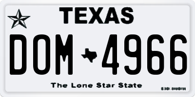 TX license plate DOM4966