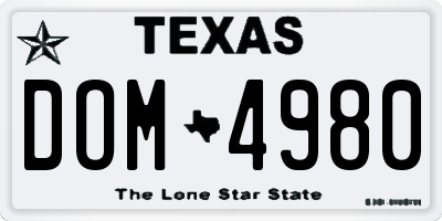 TX license plate DOM4980