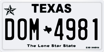 TX license plate DOM4981