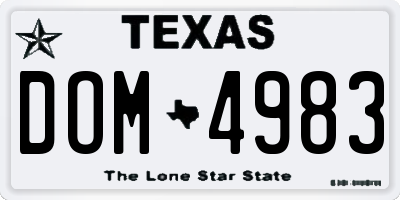 TX license plate DOM4983