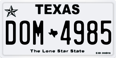 TX license plate DOM4985