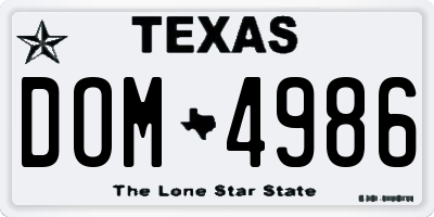 TX license plate DOM4986