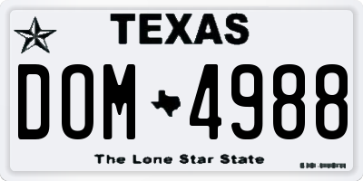 TX license plate DOM4988