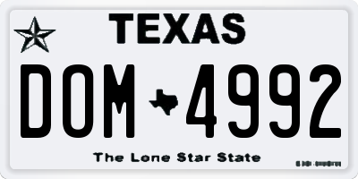 TX license plate DOM4992