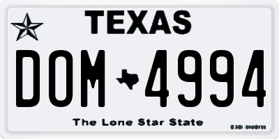 TX license plate DOM4994