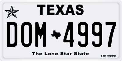 TX license plate DOM4997