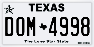 TX license plate DOM4998