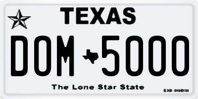 TX license plate DOM5000
