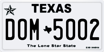 TX license plate DOM5002