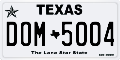 TX license plate DOM5004