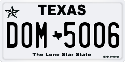 TX license plate DOM5006