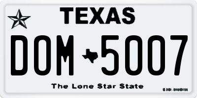 TX license plate DOM5007