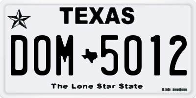 TX license plate DOM5012