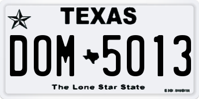 TX license plate DOM5013