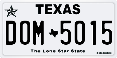 TX license plate DOM5015