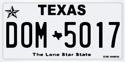 TX license plate DOM5017