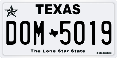 TX license plate DOM5019