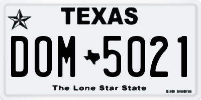 TX license plate DOM5021