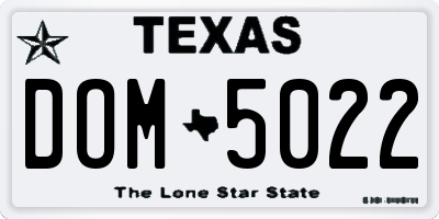 TX license plate DOM5022