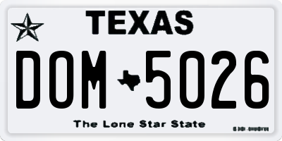 TX license plate DOM5026