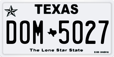 TX license plate DOM5027