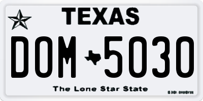 TX license plate DOM5030