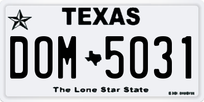 TX license plate DOM5031