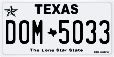 TX license plate DOM5033