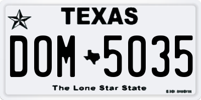 TX license plate DOM5035