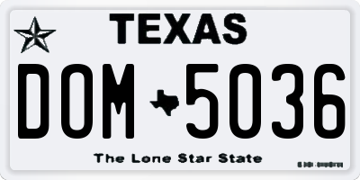 TX license plate DOM5036