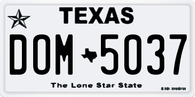 TX license plate DOM5037