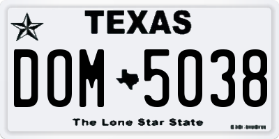 TX license plate DOM5038
