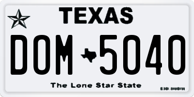 TX license plate DOM5040