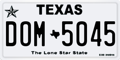 TX license plate DOM5045