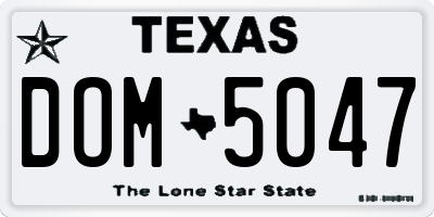 TX license plate DOM5047