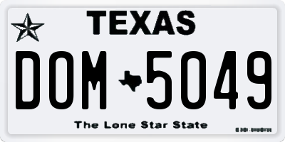 TX license plate DOM5049
