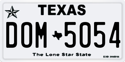 TX license plate DOM5054