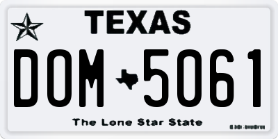 TX license plate DOM5061