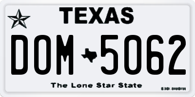 TX license plate DOM5062
