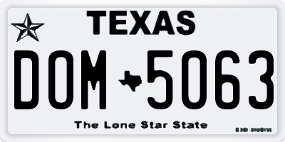 TX license plate DOM5063