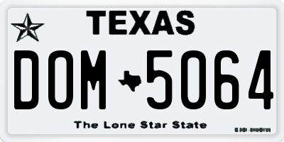 TX license plate DOM5064
