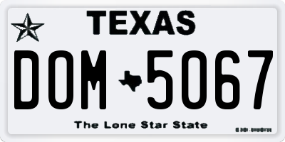 TX license plate DOM5067