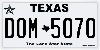 TX license plate DOM5070
