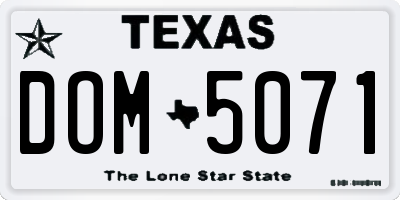 TX license plate DOM5071