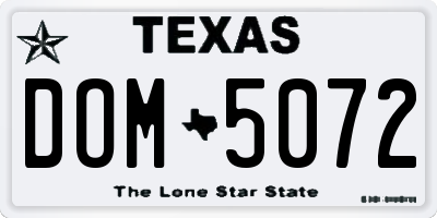TX license plate DOM5072