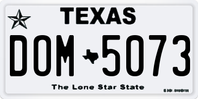 TX license plate DOM5073