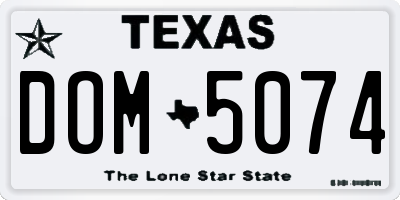 TX license plate DOM5074
