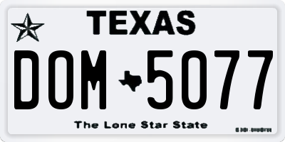TX license plate DOM5077